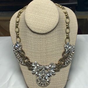 J Crew Necklace Antique Gold Crystal Rhinestone